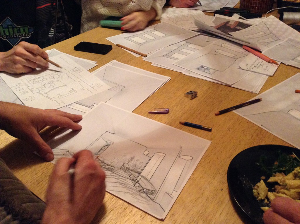 sketches of back room