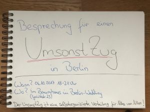 Vorbereitung des 1. Berliner UmsonstZugs (DE) @ Das Baumhaus | Berlin | Berlin | Germany